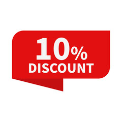 10 Discount In Red Color Rectangle Ribbon Shape For Business Sale
