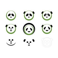 panda leaf logo design,panda logo template,Cute panda face,Love panda logo. cute Panda Logo design vector template. animal, asia, bamboo, heart, character, china, bear, black, pet, safari.