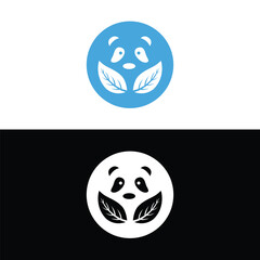 panda leaf logo design,panda logo template,Cute panda face,Love panda logo. cute Panda Logo design vector template. animal, asia, bamboo, heart, character, china, bear, black, pet, safari.