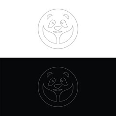 Obraz premium panda leaf logo design,panda logo template,Cute panda face,Love panda logo. cute Panda Logo design vector template. animal, asia, bamboo, heart, character, china, bear, black, pet, safari.