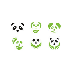panda leaf logo design,panda logo template,Cute panda face,Love panda logo. cute Panda Logo design vector template. animal, asia, bamboo, heart, character, china, bear, black, pet, safari.