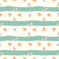 Bluebells and leaves seamless pattern. Lily botanical wallpaper.