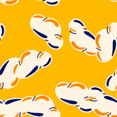 Simple clouds seamless pattern. Primitive art.