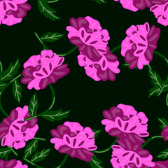 Cute retro flower seamless pattern. Hand drawn floral endless background.