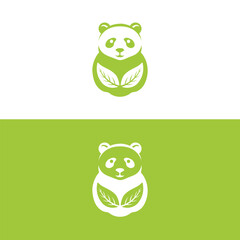 panda leaf logo design,panda logo template,Cute panda face,Love panda logo. cute Panda Logo design vector template. animal, asia, bamboo, heart, character, china, bear, black, pet, safari.