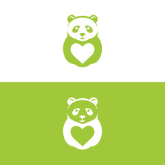 panda leaf logo design,panda logo template,Cute panda face,Love panda logo. cute Panda Logo design vector template. animal, asia, bamboo, heart, character, china, bear, black, pet, safari.