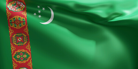 Flag of Turkmenistan 3d rendering - obrazy, fototapety, plakaty