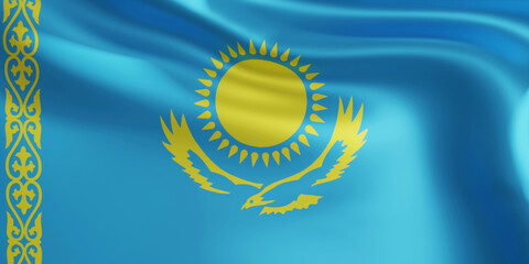 Flag of Kazakhstan 3d rendering