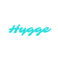 Hygge lettering typography logo. Danish Hygge concept. Scandinavian folk motives. Phrase for posters banner template. Hygge in Danish means happiness or contentment. 
