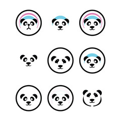 panda leaf logo design,panda logo template,Cute panda face,Love panda logo. cute Panda Logo design vector template. animal, asia, bamboo, heart, character, china, bear, black, pet, safari.