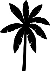 doodle coconut tree silhouette freehand drawing.