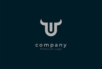 Initial U horn Logo, minimalist letter U with horn design logo, vector illustration