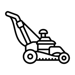 Lawn Mower Machine concept, mow the grass or plants icon design, Housekeeping symbol, Home cleaning sign, Professional cleaners equipment stock illustration