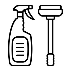 Shower Spray with Mini Wiper concept, All Purpose Liquid with Scrapper vector icon design, Housekeeping symbol, Home cleaning sign, Professional cleaners equipment stock illustration