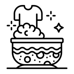 Hand-Wash Clothes concept Submerge and soak the Shirt vector icon design, Housekeeping symbol, Home cleaning sign, Professional cleaners equipment stock illustration