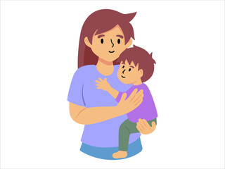 Mom holding baby or People Character illustration