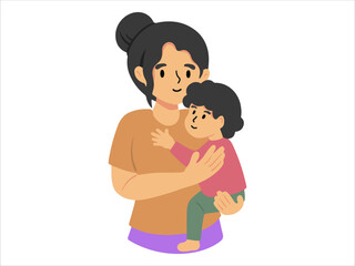 Mom holding baby or avatar icon illustration