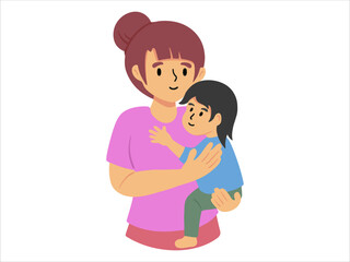 Mom holding baby or People Character illustration