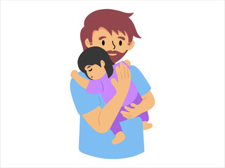 Dad holding baby or People Character illustration
