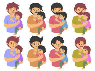 Dad holding baby or avatar icon illustration