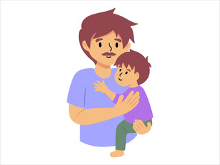 Hand drawn Father holding baby illustration