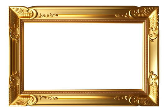 frame png, photo frame png, antique gold picture frame png, antique gold frame png, gold picture frame png, PNG Baroque golden picture frame isolated png frame