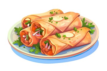 Egg rolls illustration. Food illustration. Generative AI
