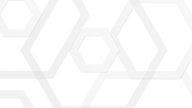 White grey minimal design background with hexagon shape animated. Seamless loop