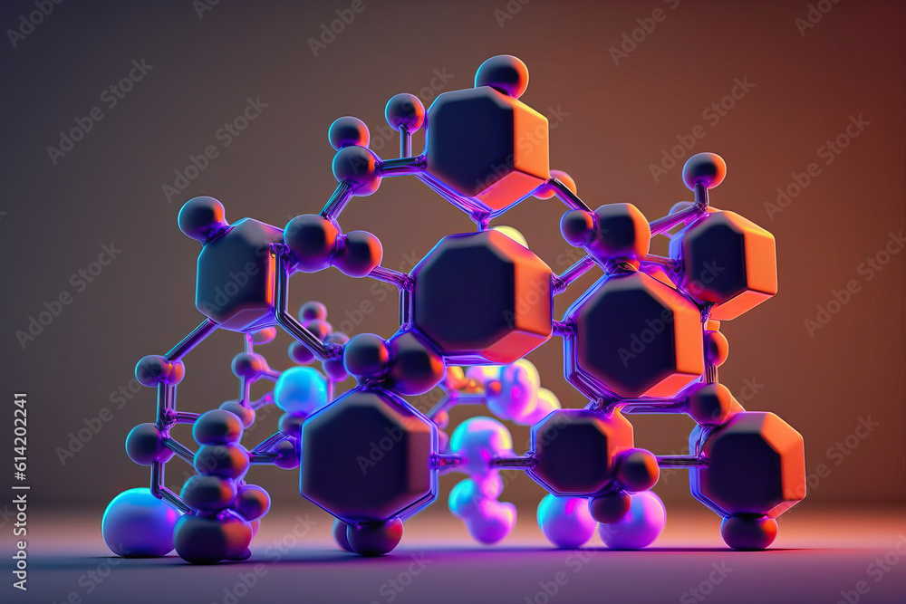 Wall mural medical studies of molecular structures ,3d render of molecule,molecule of chemistry