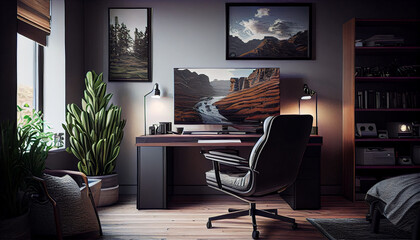 Sleek and minimalist home office setup Ai generated image