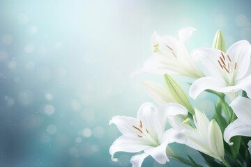 background flowers copy blossom space floral white green beautiful spring leaf nature. Generative AI.