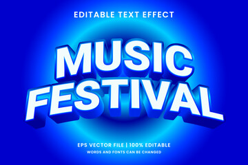 Music festival text effect blue style. Editable text effect