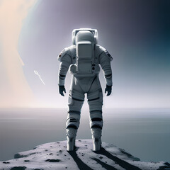  Astronaut on the background of atmospheric space ,Generative AI