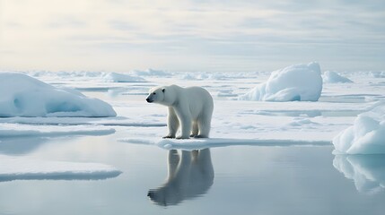 A Polar Bear on Ice Floe - obrazy, fototapety, plakaty