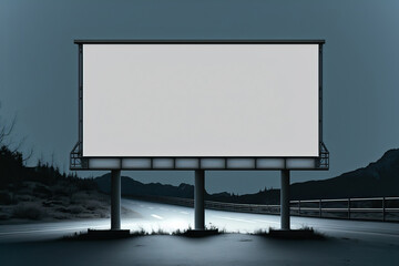 Obraz premium merged HD 4K Blank Billboard With Lighting During the dark,blank billboard on the street,blank billboard on the road