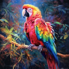 Obraz premium Beautiful colorful parrot. Generative AI.