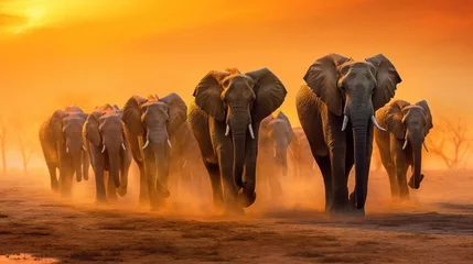 Foto op Canvas Walking beautiful elephants. Generative AI. © kept