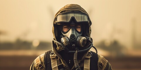 Fighter pilot at airfield on mission standby. Generative Ai