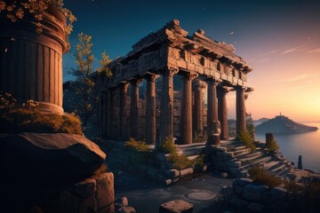 Obraz premium Sights of ancient Javanese civilizations, generative ai, ai generated art 