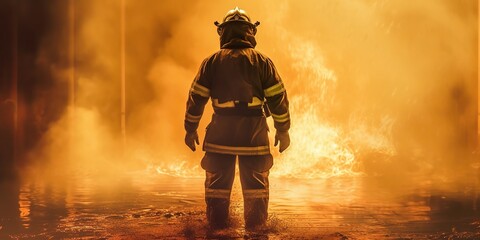 Firefighters fighting a fire. Generative Ai