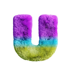 大文字のU。パステルカラーのふわふわな文字。