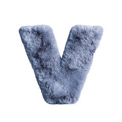 大文字のV。灰色のふわふわな文字。