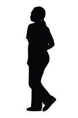 Woman silhouette vector on white background ,people in black and white, illustration for creative content.