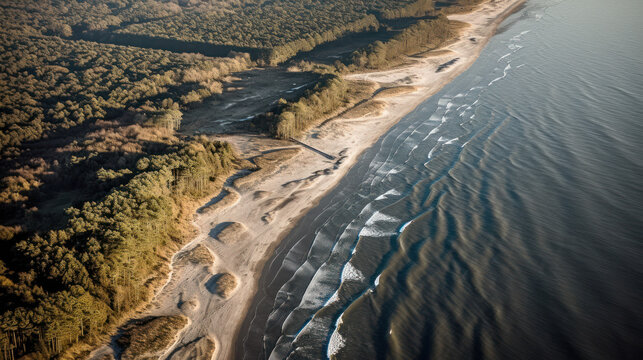 Baltic Beauty: A Mesmerizing Aerial View of the German Coastline. Generative AI