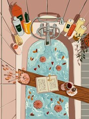 taking a bath. spa treatments. purification of body and soul