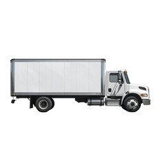 white delivery  cargo truck advertising on transparent background	