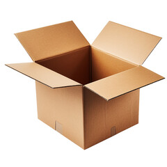 open cardboard box  on transparent background