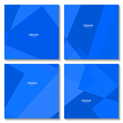 set of abstract modern geometric blue background