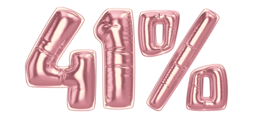 41 Percent Gold Balloon 3D Number