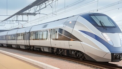 Fototapeta premium train on the station generated by Ai